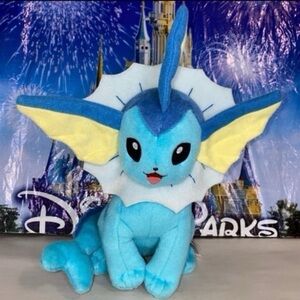 Pokémon TOMY eevee evolutions water vaporeon sitting 8” plush toy